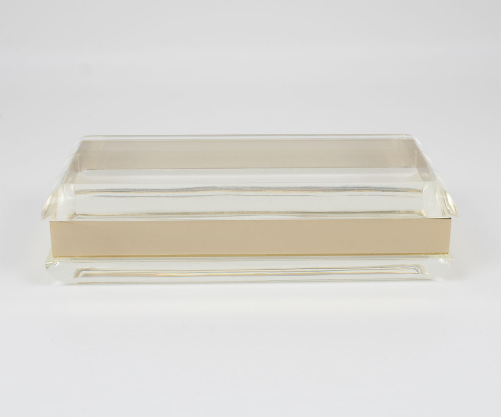 Thumbnail: Philippe Cheverny Style Geometric Lucite and Gilded Metal Box