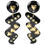Thumbnail: Oversized Dangle Black Lucite Clip Earrings with Gilded Heart Inclusions