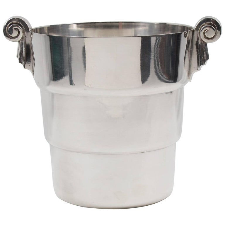 Art Deco Barware Silver Plate Ice Bucket Wine Cooler