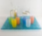 Willy Rizzo Style Ice Effect Turquoise Lucite Barware Serving Tray