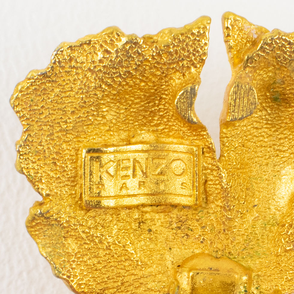 Thumbnail: Kenzo Paris Gilt Metal Iris Flower Clip Earrings