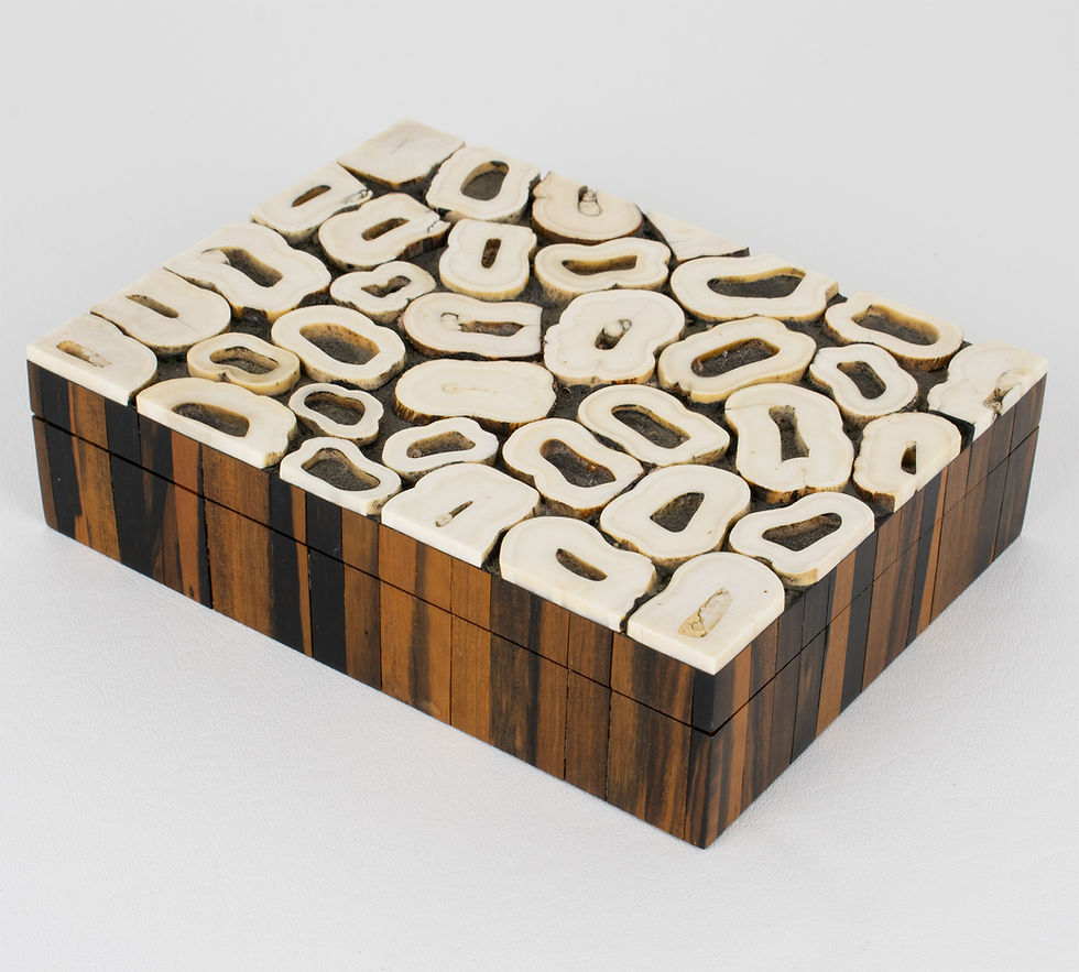 Thumbnail: French Art Deco Bone Marquetry and Macassar Wood Box