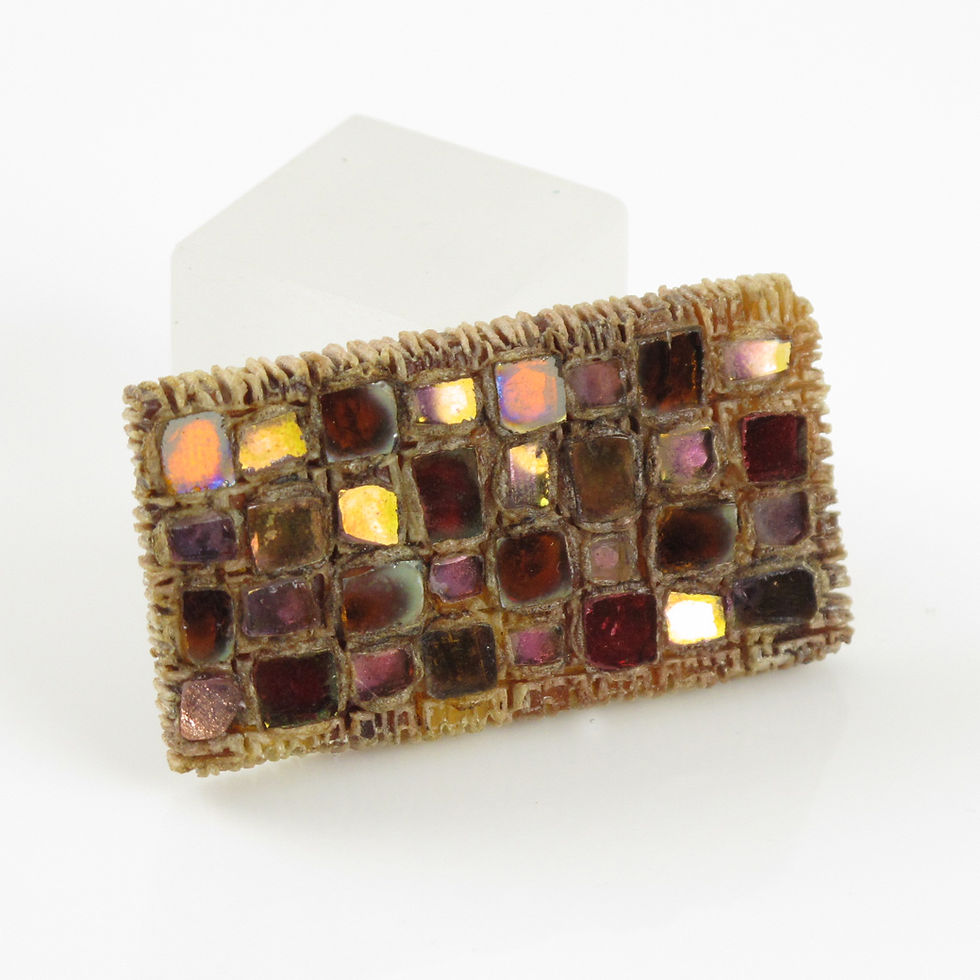 Thumbnail: Line Vautrin Talosel Pink Mirror Checkerboard Brooch Pin