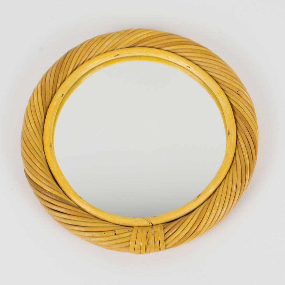 Thumbnail: Vivai del Sud, Roma Rattan Wicker Bamboo Wall-Mounted Round Mirror