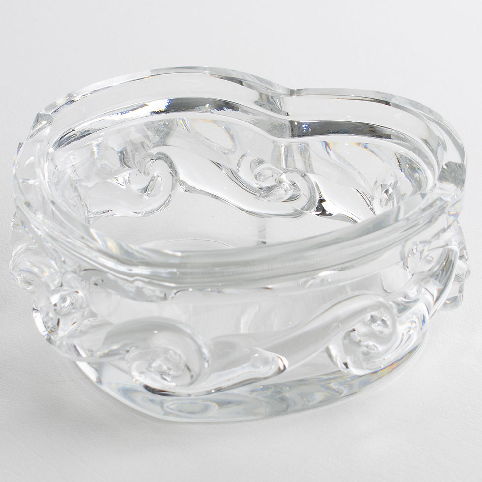 Thumbnail: Baccarat France Heart-Shaped Crystal Cigar Ashtray Bowl Vide-Poche Dish