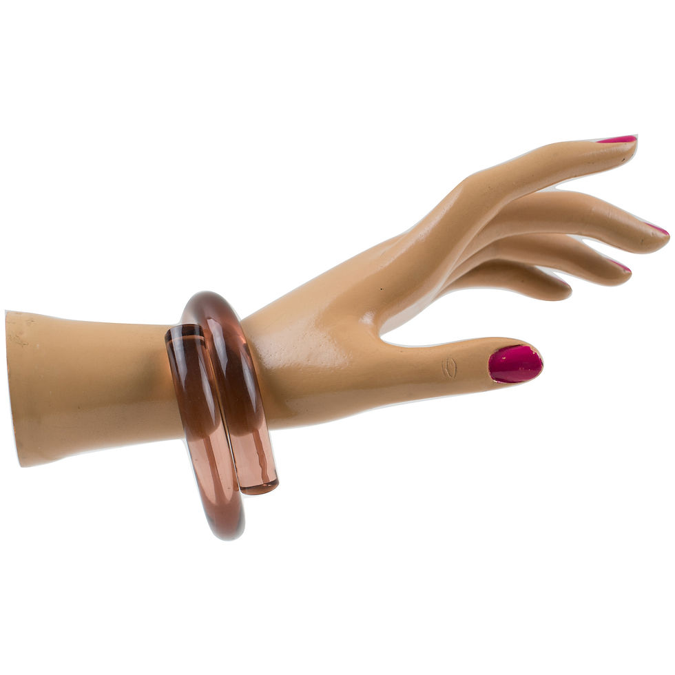 Thumbnail: Copper Pink Lucite Coiled Bracelet Bangle