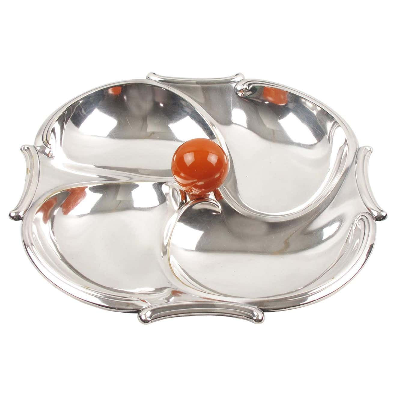 Art Deco Cocktail Set Silver Plate Bakelite Barware Tray, 1930s