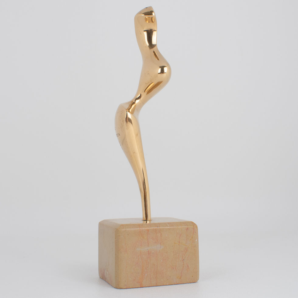 Roland Masson Abstract Organic Bronze Sculpture on Marble Base