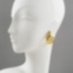 Ines de la Fressange Paris Jeweled Clip Earrings Gilt Metal Carved Leaf