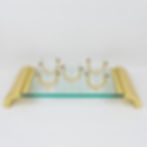 Modernist Brass and Glass Pedestal Centerpiece Display Tray