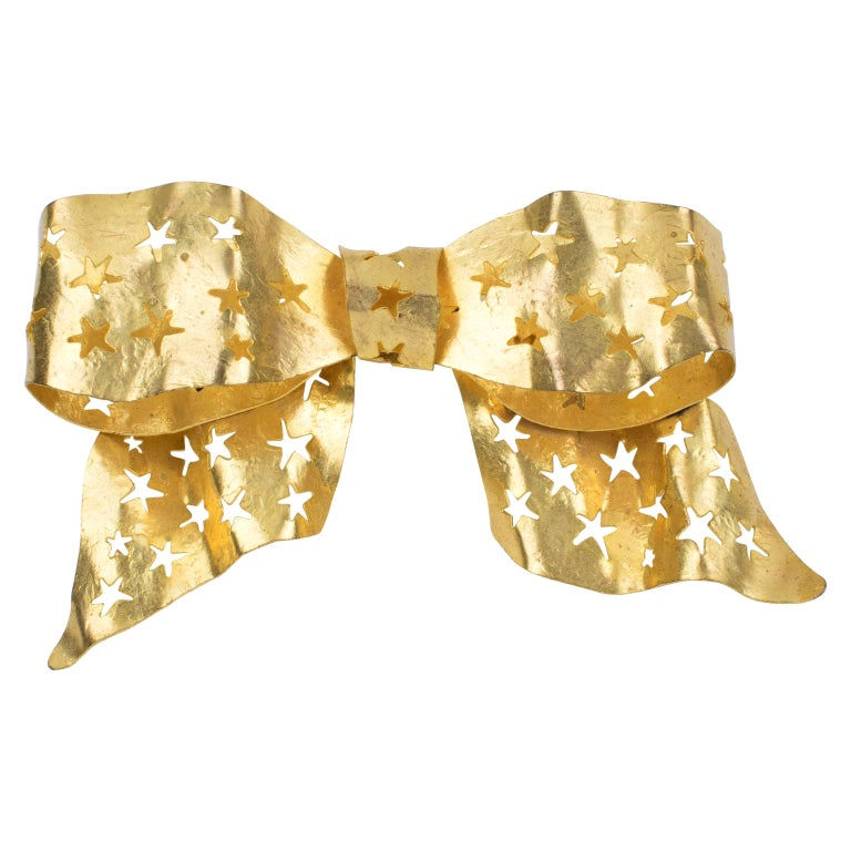 Sonia Rykiel Oversized Gilt Metal Bowtie Pin Brooch