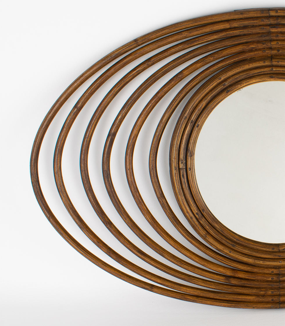 Thumbnail: Vivai del Sud, Roma Dark Rattan Wicker Bamboo Mirror