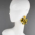 Cilea Paris Yellow and Black Resin Floral Dangle Pierced Earrings