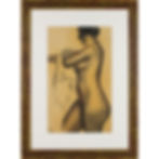 Female Nude Study Drawing in Charcoal and Red Chalk by Georges Lucien Guyot