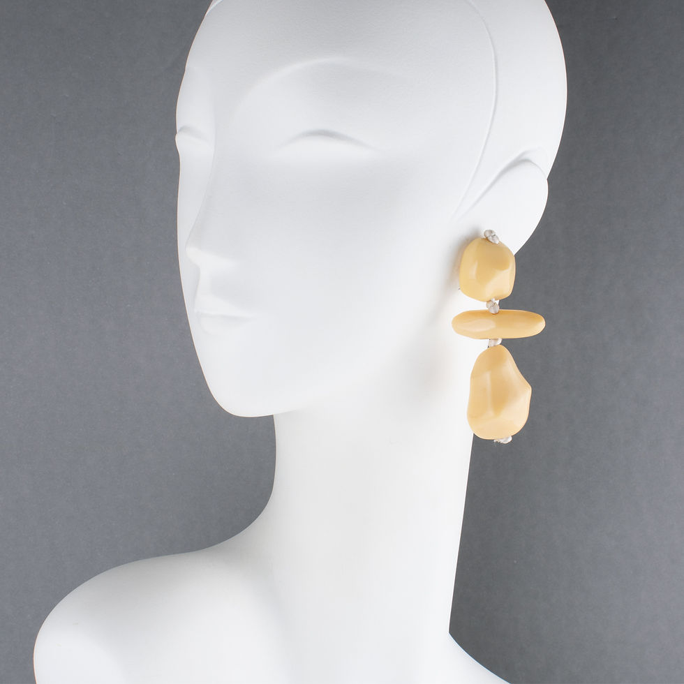 Monies Gerda Lynggaard Dangle Modernist Clip Earrings Creamy Butter Resin