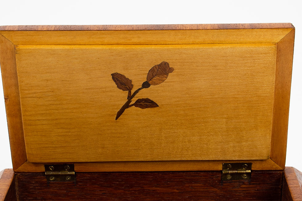 Thumbnail: French Art Deco Geometric Marquetry Wood Box, circa 1930