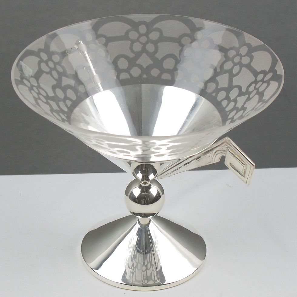 Thumbnail: Art Deco Silver Plate and Etched Glass Centerpiece Bowl, France 1930s