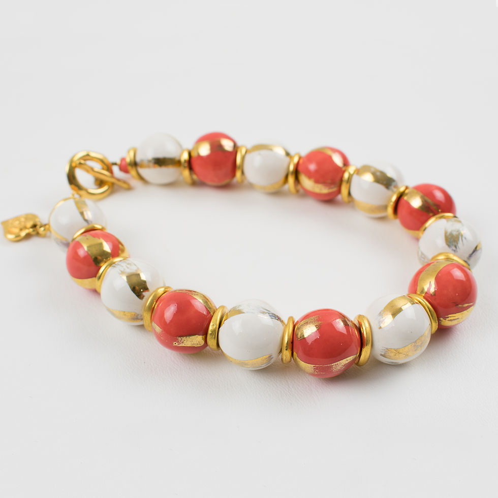 Thumbnail: Edouard Rambaud Orange and White Ceramic Choker Necklace