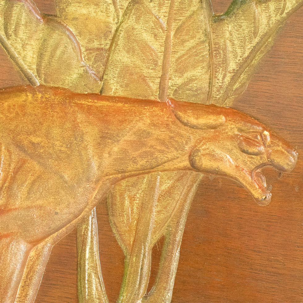 Thumbnail: Art Deco Engraved Wood Panel of Panthers, by N.R. Brunet