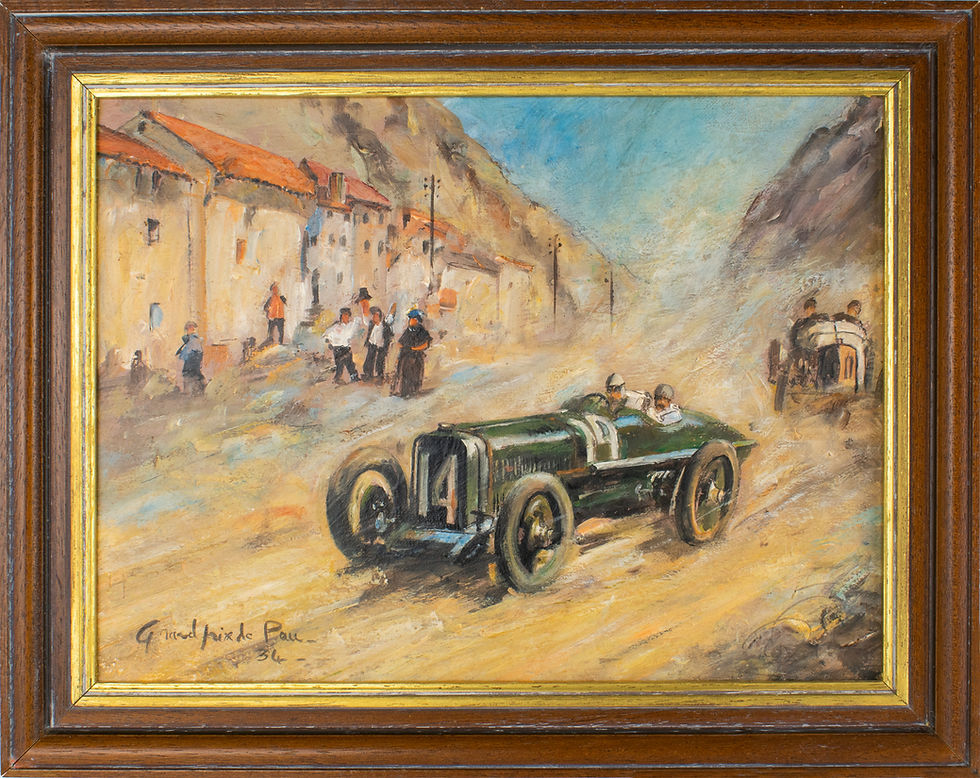 Thumbnail: Bugatti Car Race in Grand Prix de Pau France 1933, Oil on Canvas Painting