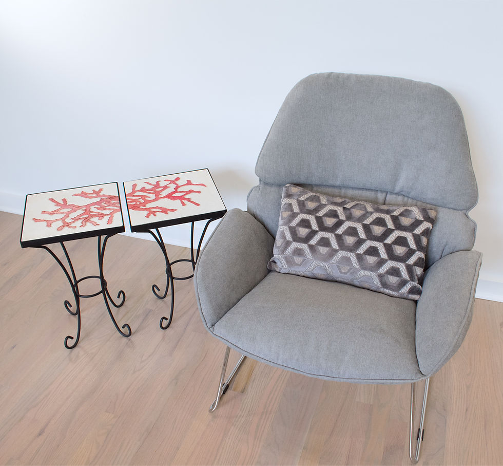 Thumbnail: Wrought Iron and Ceramic Tile Side Coffee Table, a pair, 1950s