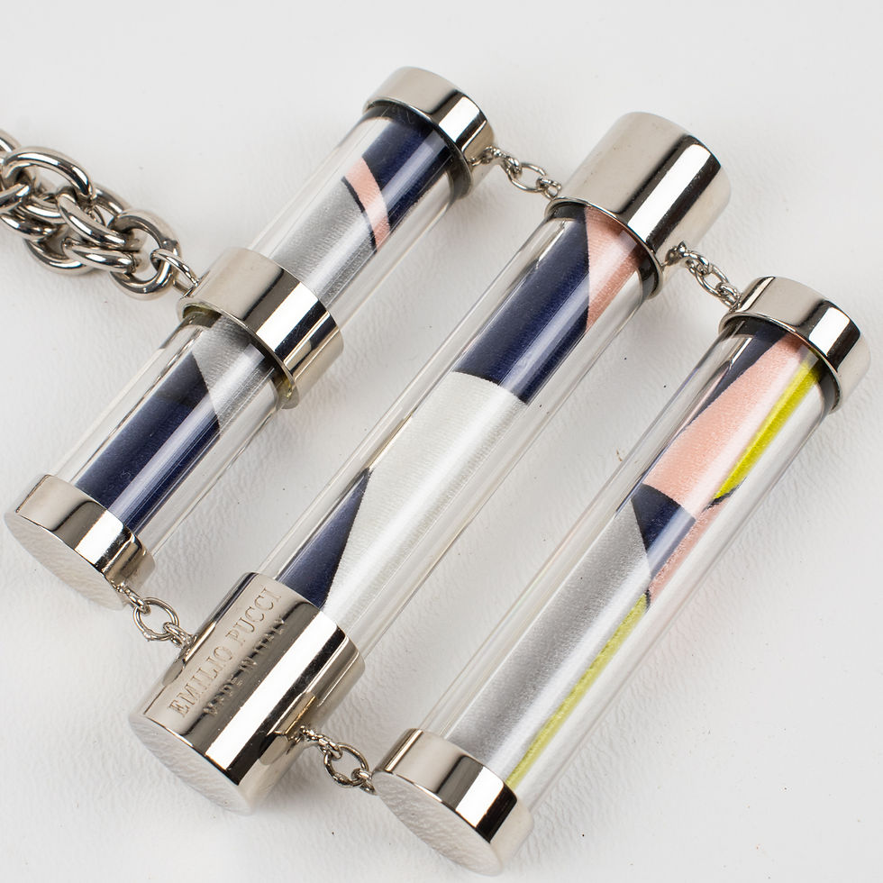 Thumbnail: Emilio Pucci Futuristic Chrome Metal and Silk Abstract Choker Necklace