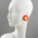 Citrus and Red Rock-Shaped Lucite Resin Clip Earrings