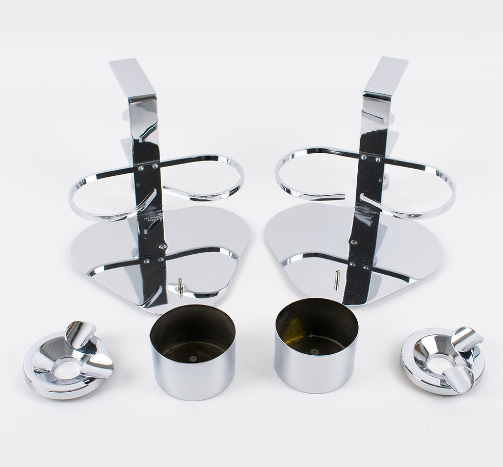 Thumbnail: Art Deco Glasses and Ashtray Chrome Holder Set for Games or Bridge Table