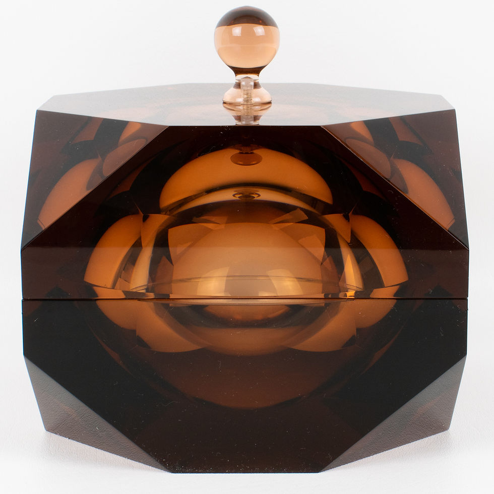 Thumbnail: Modernist Plexiglass or Lucite Faceted Box, circa 1960