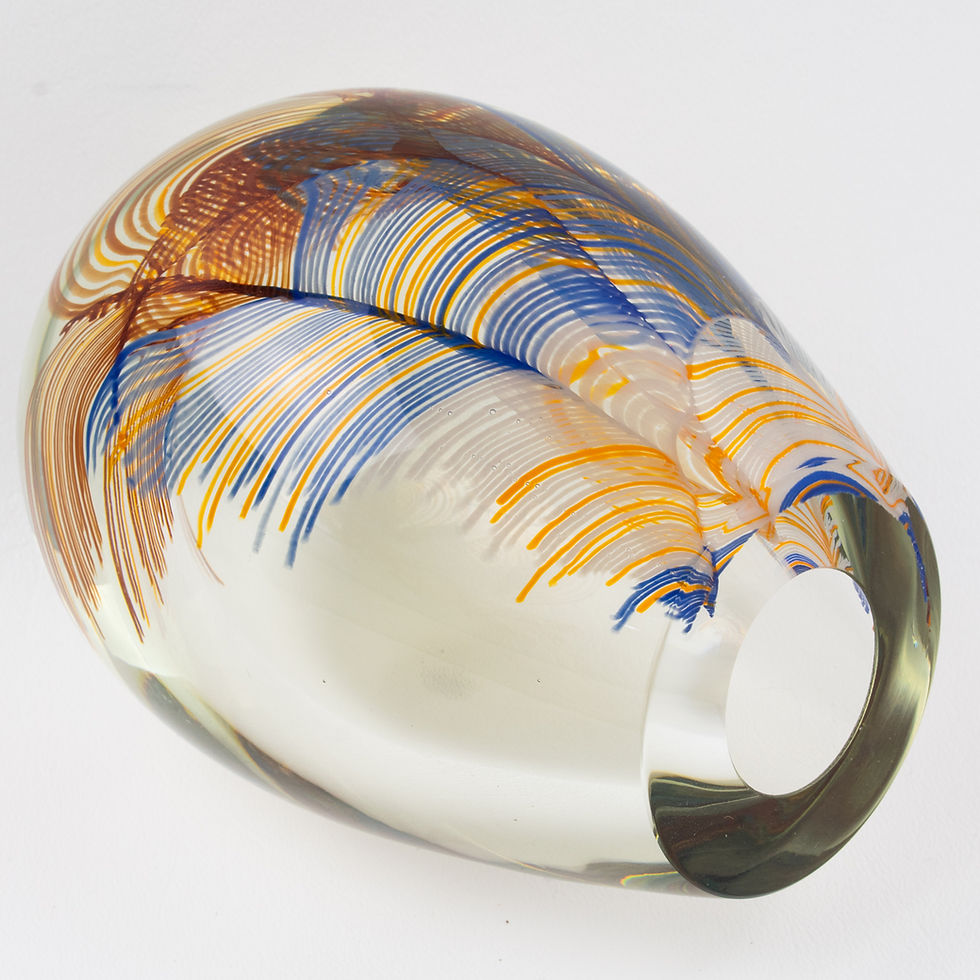 Thumbnail: Stephen Smyers Modern Blown Art Glass Vase Abstract Feather Design