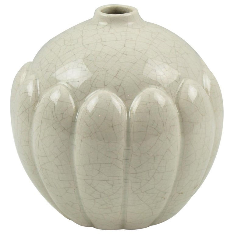 Art Deco Saint Clement Crackle Glaze Ceramic Vase