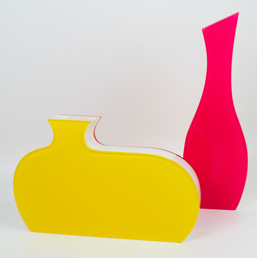 Thumbnail: Villeroy & Boch Neon Color-block Lucite Vase, a pair, circa 1990