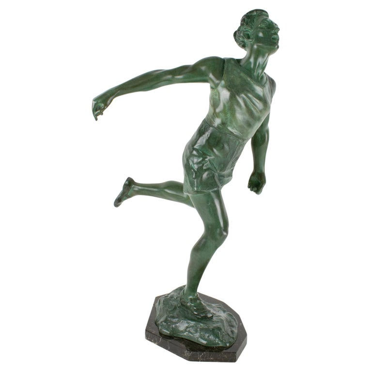 Charles Lemoyne Art Deco Bronze The Finish Runner Sports Sculpture