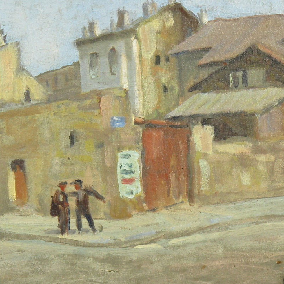 Thumbnail: French Animated Street Scene Oil on Canvas Painting by Renzo Gori