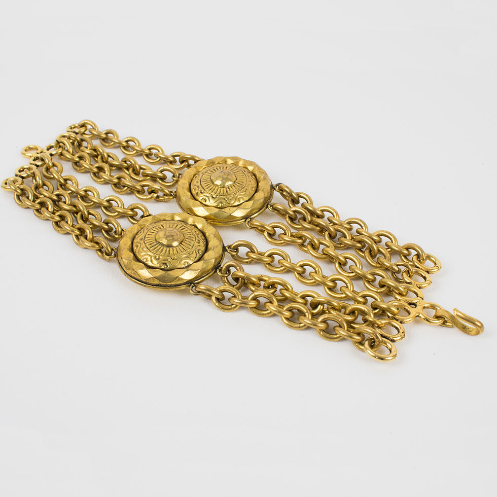 Thumbnail: Mercedes Robirosa Oversized Gilt Metal Medallion and Chain Link Bracelet