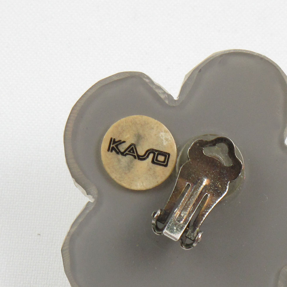 Thumbnail: Harriet Bauknight for Kaso White Floral Carved Resin Clip Earrings