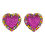 Thumbnail: Richard Kerr Hot Pink and Multicolor Heart Jeweled Clip Earrings