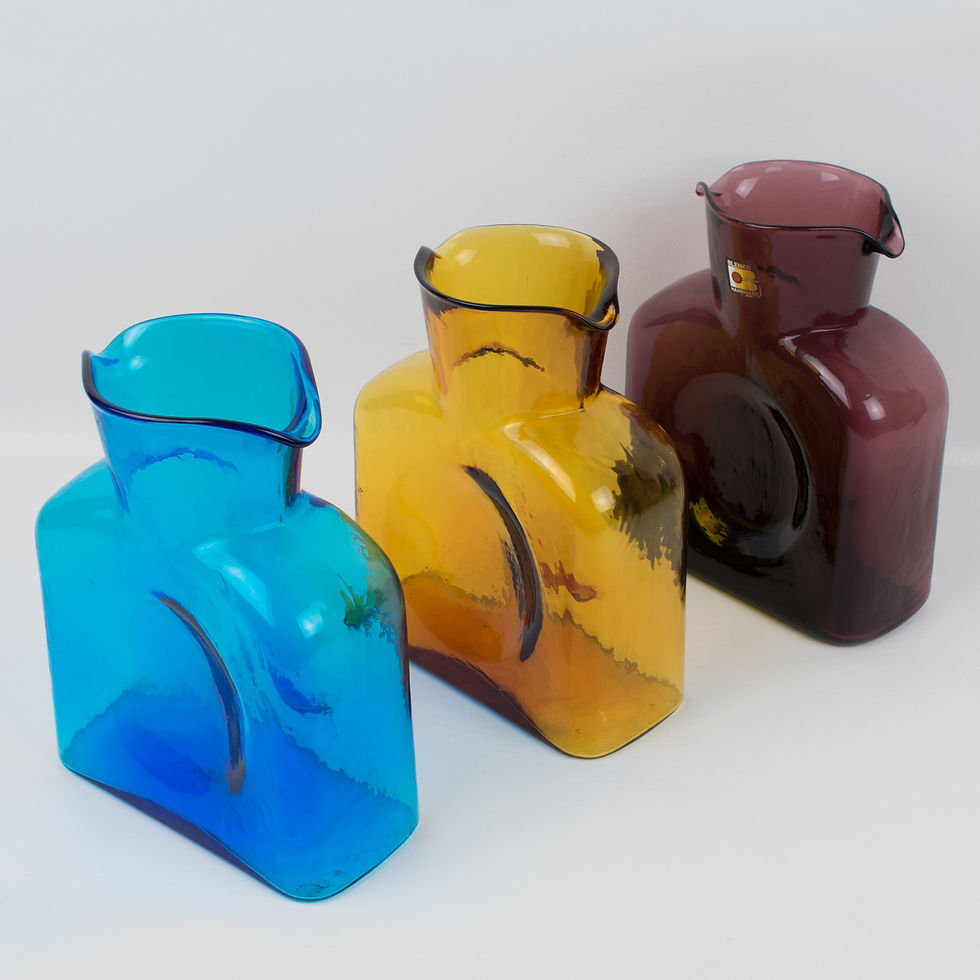 Thumbnail: Blenko Glass Double Spouted Pitcher Decanter, a trio