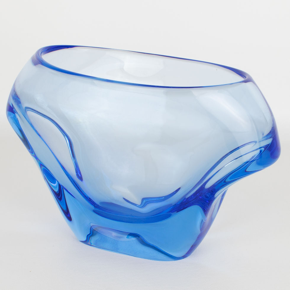 Thumbnail: Daum France Modernist Blue Crystal Vase, circa 1950