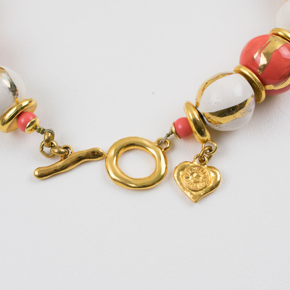 Thumbnail: Edouard Rambaud Orange and White Ceramic Choker Necklace