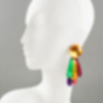 Harriet Bauknight for Kaso Massive Multicolor Acrylic Resin Dangle Clip Earrings