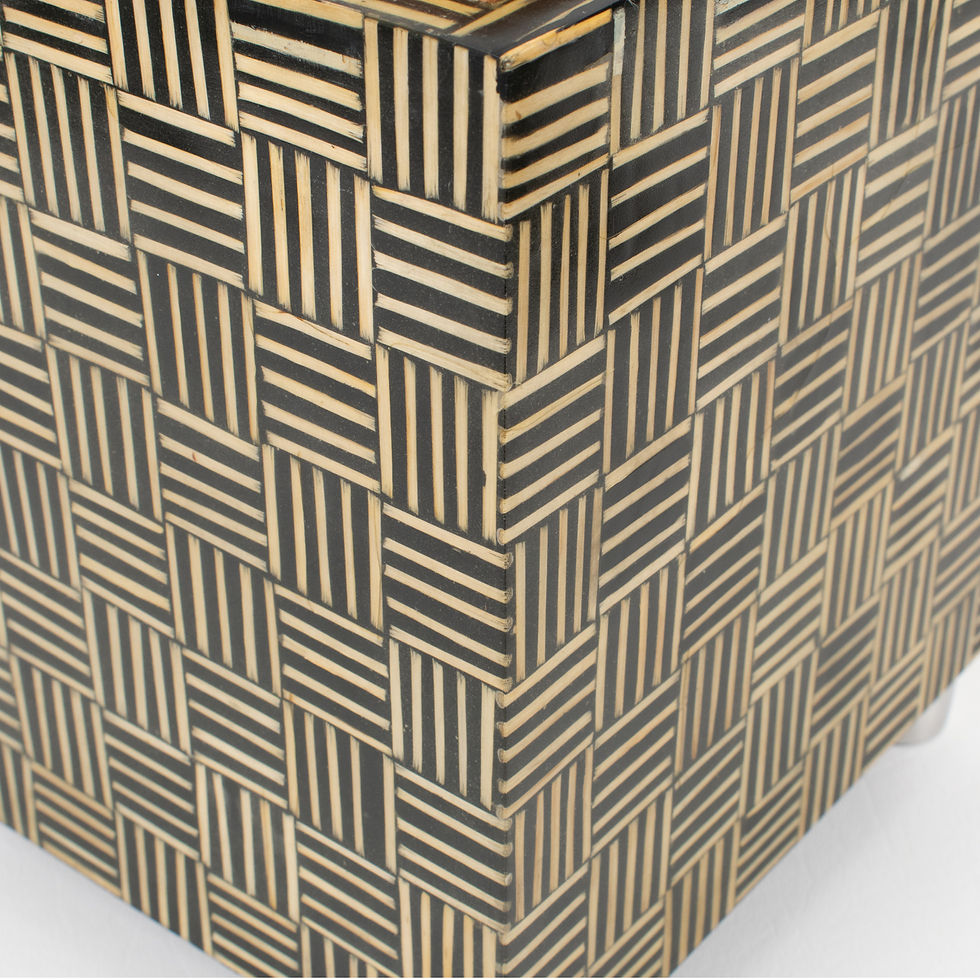 Thumbnail: Modernist Tall Box with Wood Marquetry Patchwork, 1970s