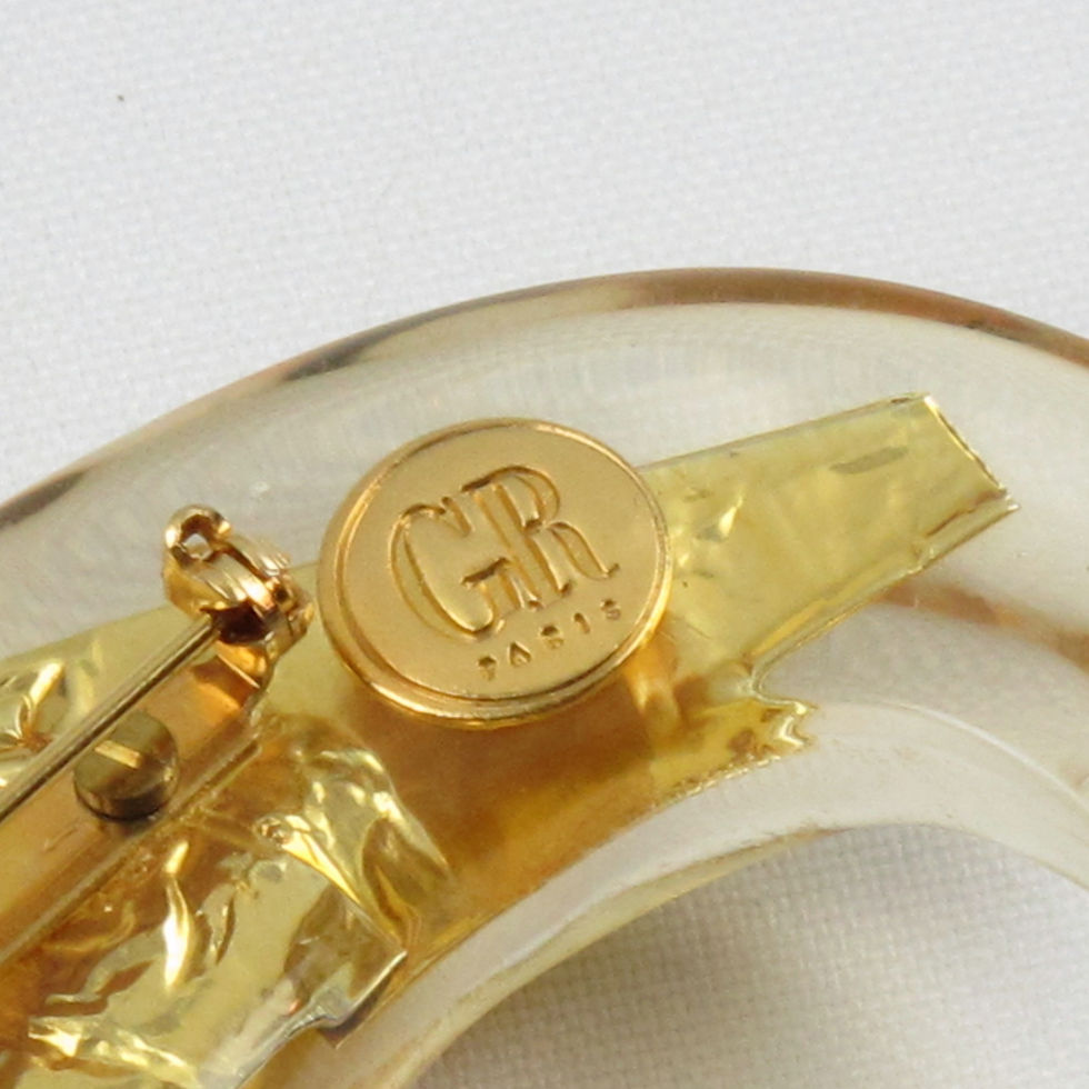 Thumbnail: Georges Rech Paris Lucite Pin Brooch with Gold Foil Inclusions