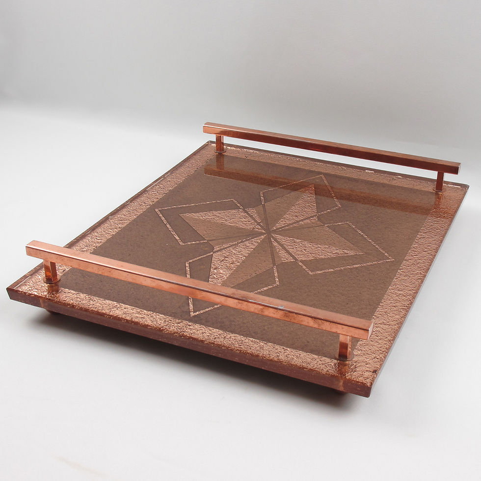 Thumbnail: Atelier Pansart Art Deco Copper Mirrored Glass Serving Tray