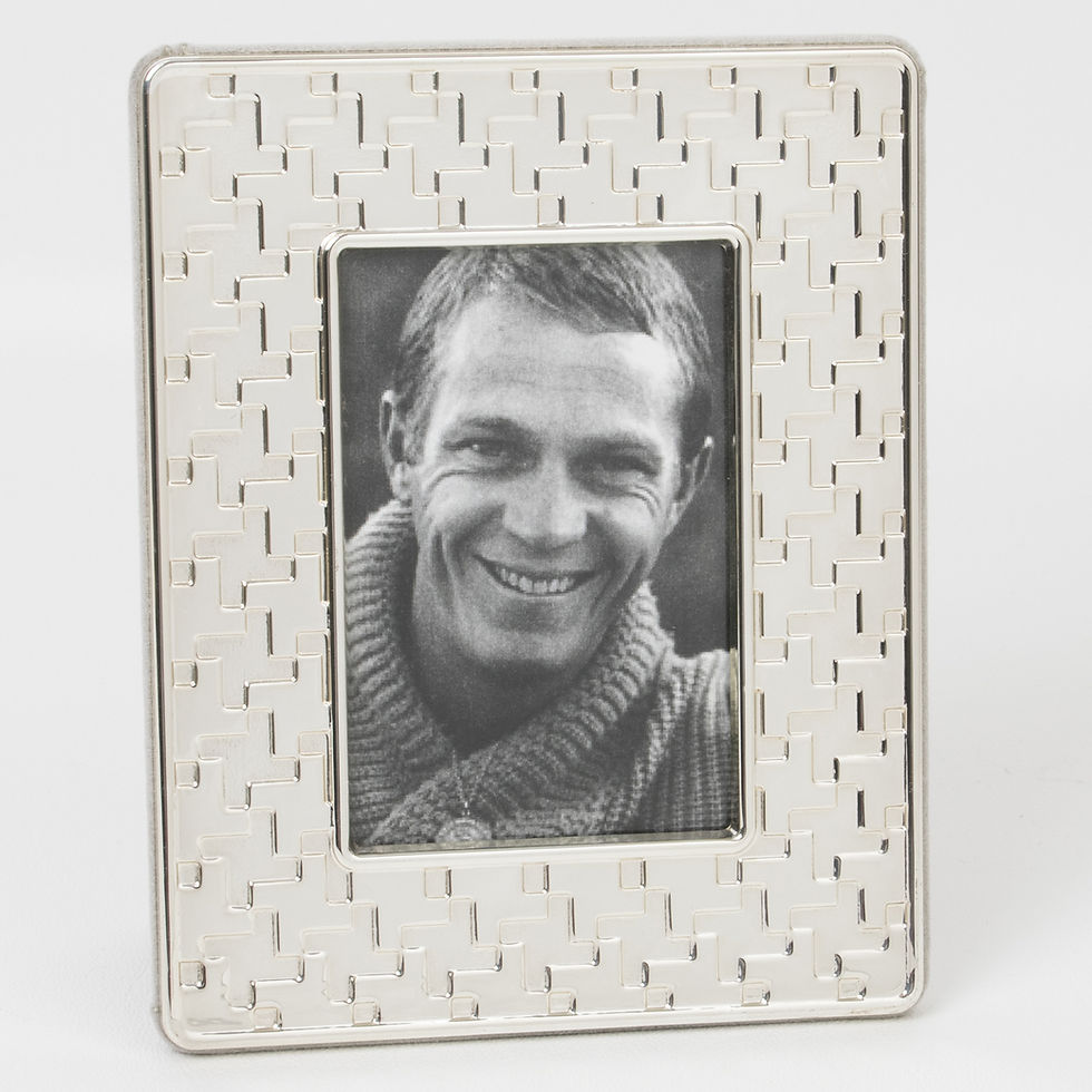 Thumbnail: Christian Dior Paris Silver Plate Picture Frame Pied de Coq Pattern