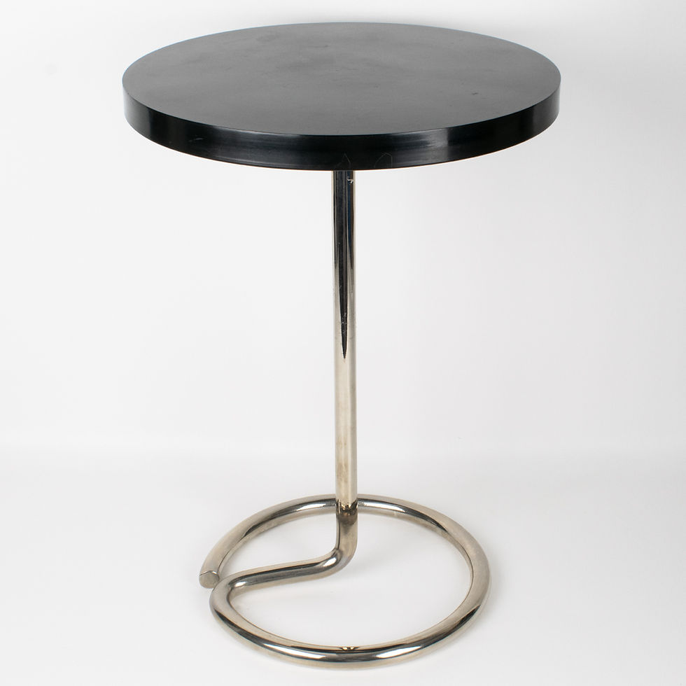 Thumbnail: René Herbst Art Deco Side Coffee Table Set, Bakelite and Chrome