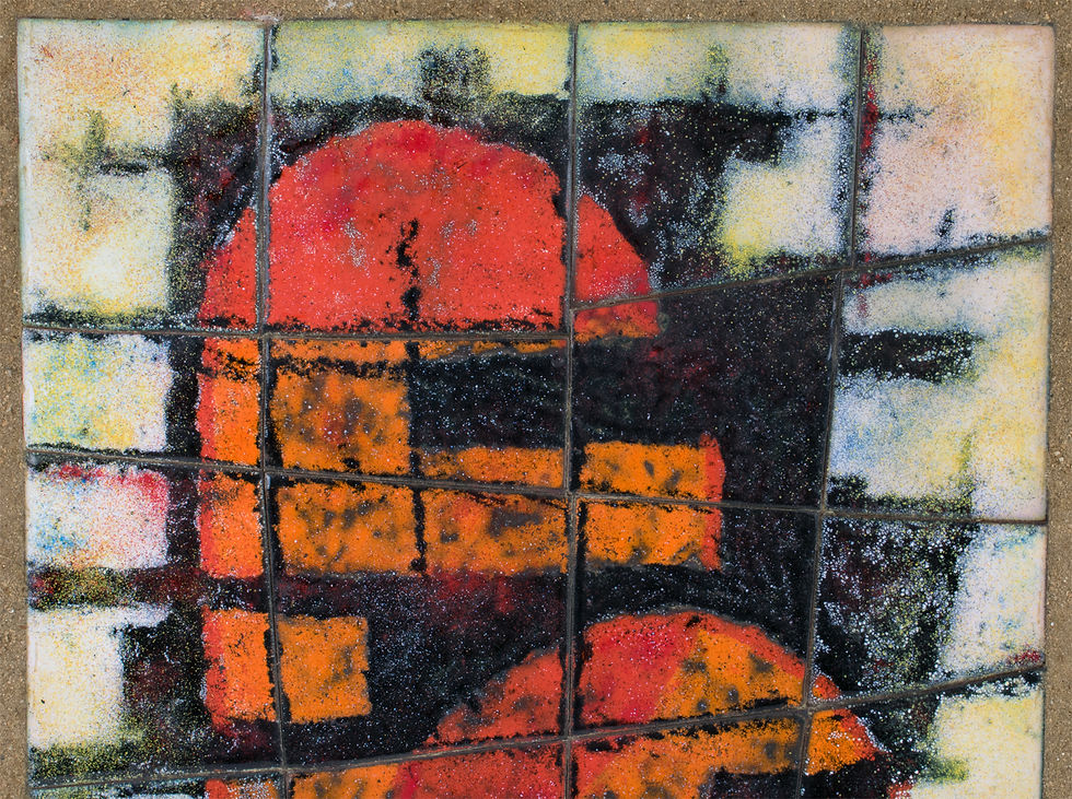 Thumbnail: Modernist Abstract Enamel Plaque Painting, Brutalist Design, circa 1960, Framed