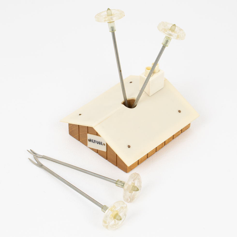 Mid-Century Lucite and Wood Chalet in the Alps Cocktail Picks