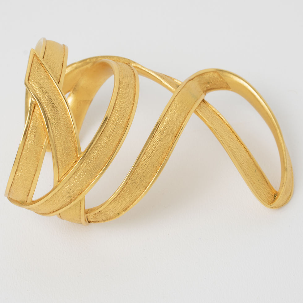 Thumbnail: Claude Montana for Marie Paris Gilt Metal Lace Cuff Bracelet