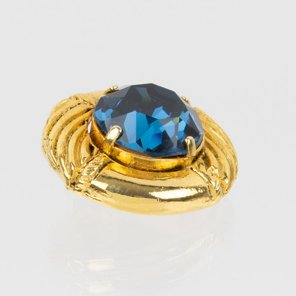 Thumbnail: Sonia Rykiel Paris Clip Earrings Gilt Metal and Blue Crystal Rhinestone